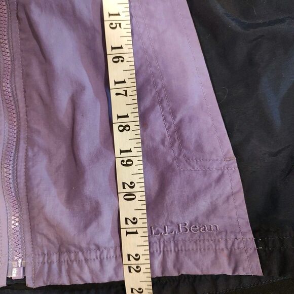 LL Bean Jacket Kid's Medium 10/12 Purple Full Zip Windbreaker Zip Pockets Hooded - Picture 6 of 11